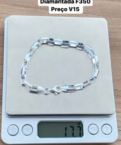 Pulseira Grossa  Veneziana Longa Diamantada F350,   17,70g  Lote 3
