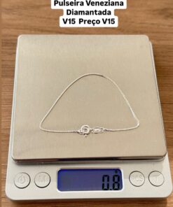 L4-13 Pulseira Veneziana Diamantada V15, 0,80g  Lote 3