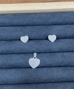 B6-37 Conjunto Coração Cravejado Importado  2,2g Lote 17