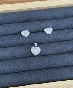 B5-90 Conjunto Coração Cravejado Importado  3g Lote 17