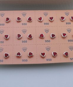 J3-11 Brinco Cravação Inglesa Coração Red 6mm