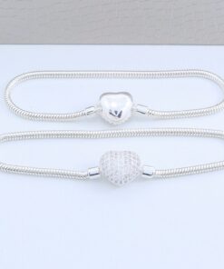 H5-51 Pulseira  flexível 2.4mm F240 
Coração  Cravejado  Liso