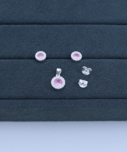 B2-55 CONJUNTO REDONDO CRAVEJADO IMPORTADO  2,45g LOTE 17