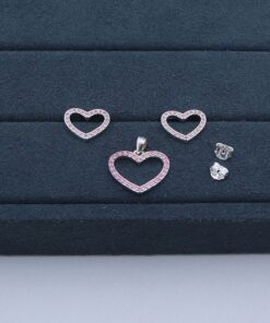 B4-75 Conjunto Coração Rosa 2.77g Lote 17