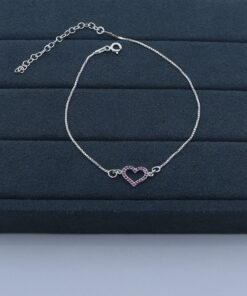 H1-65 Pulseira Coração Cravejado Peso Aproximado  1.6g  Lote 17