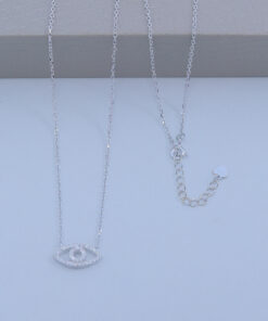 B4-51 Colar Cravejado Olho Grego Importado com Ródio 2,7G Lote 17