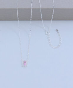 C1-11 COLAR CRAVEJADO IMPORTADO RETANGULAR ROSA Peso Aproximado 2,0g Lote 17