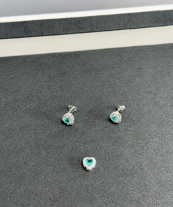 B6-53 Conjunto Coração Cravejado Turmalina Paraíba  2,2g Lote 17