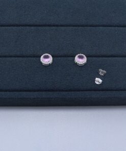 J3-30 Brinco Redondo Cravejado Rosa PII-313A 1.84g Lote 19