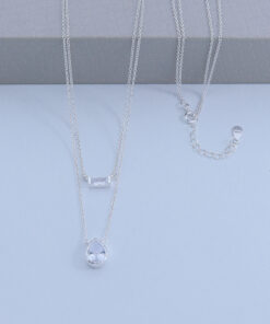 C1-7 Colar Cravejado Importado Prata 925 Peso Aproximado 3,5g Lote 17