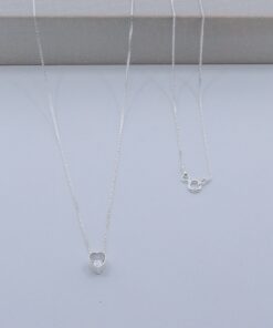 B4-96 Colar Ponto de Luz Coração Cristal 1.7g Lote 17