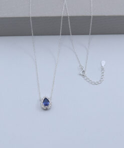 B2-76 Colar Cravejado Gota Importado Prata 925 Peso Aproximado 2,25g Lote 17