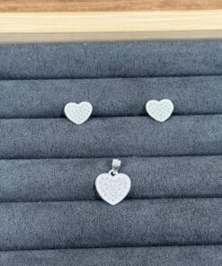 C3-91 Conjunto Coração Cravejado Importado 2,3g Lote 17