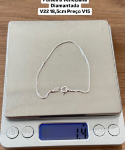 L4-20 Pulseira  Veneziana Diamantada V22 18,5cm,  1,4g Lote 3