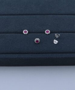 B5-24 Conjunto sem corrente Flor Rosa Pink 1.32g Lote 16