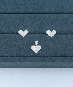 B5-95 Conjunto Coração Cravejado Importado  1,7g Lote 17