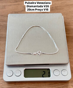 L4-9 Pulseira Veneziana Diamantada V26 20CM, 2,10g  Lote  3