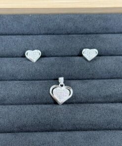 C3-88 Conjunto Coração Cravejado Importado  2,6g Lote 17