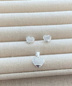 B3-53 Conjunto Coração Cravejado Importado  2,45g Lote 17