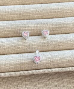 B3-47 Conjunto Coração Cravejado Importado  3,95g Lote 17