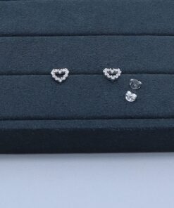 J1-108 Brinco Coração Cravejado 0.89g Lote 19