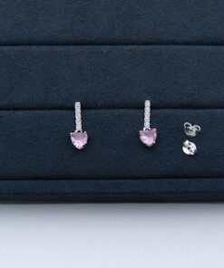 K1-80 Brinco Coração Pendurado Rosa PESO APROXIMADO 1,6g L19