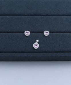 B1-51 CONJUNTO CORAÇÃO CRAVEJADO IMPORTADO 2,20g LOTE 17