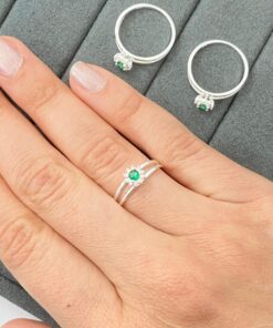 R3-3 Anel Importado Cravejado Verde 1.69g Lote 17