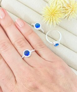 P1-11 ANEL ANI313A REDONDO CRAVEJADO AZUL 1.5g Lote 19