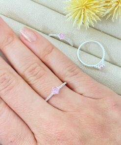 P1-15 ANEL  SOLITARIO CRAVEJADO ROSA ANI1358  1.2g LOTE 19