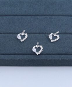 F3-95 Pingente Coração Cravejado  1g Lote 19