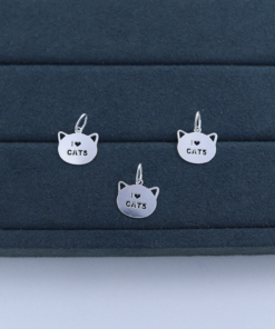 F2-44 Pingente I LOVE CAT Estamparia  0.5g Lote 20