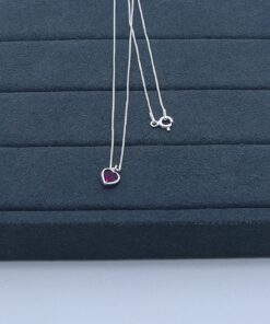 B3-63 Colar Ponto de Luz Coração Fúcsia.