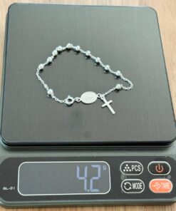 L2-25 Pulseira Terço  Bola 4mm C/Santa Nossa Senhora das Graças  B F040 Lote 5