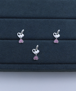 F3-29 Pingente Dois Corações Cravejado Importado 0,5g Lote 17