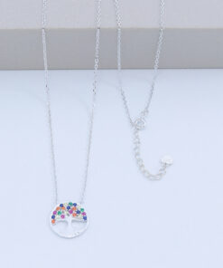 B4-89 Colar Árvore da Vida  Cravejado 40+5cm 3,2G Lote 17