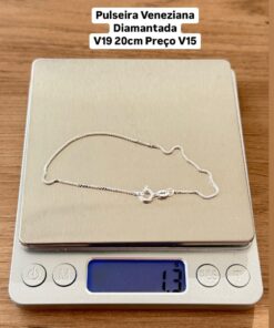 L4-22 Pulseira  Veneziana Diamantada V19 20CM, 1.3g  Lote 3