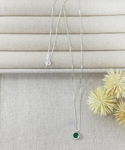 B6-4 Colar Ponto de Luz Verde Esmeralda