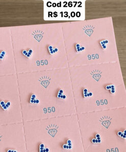 J2-71 BRINCO CORAÇÃO LUXO CRAVEJADO AZUL MÍN. 6 UNID.