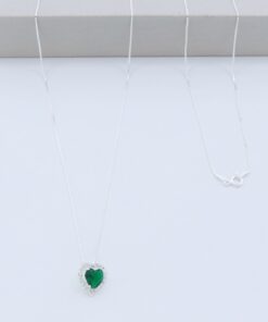 B3-51 Colar Coração Verde 2.11g Lote 17