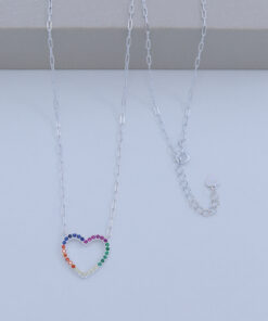 B4-86 Colar Coração cravejado 40+5cm 2,7G Lote 17