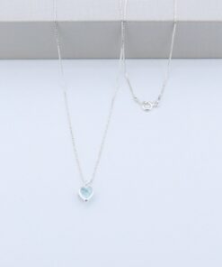 B6-59 Colar Ponto de Luz Coração Azul