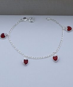H4-2 Pulseira Baby Coração Vermelho 1.50g Lote 16
